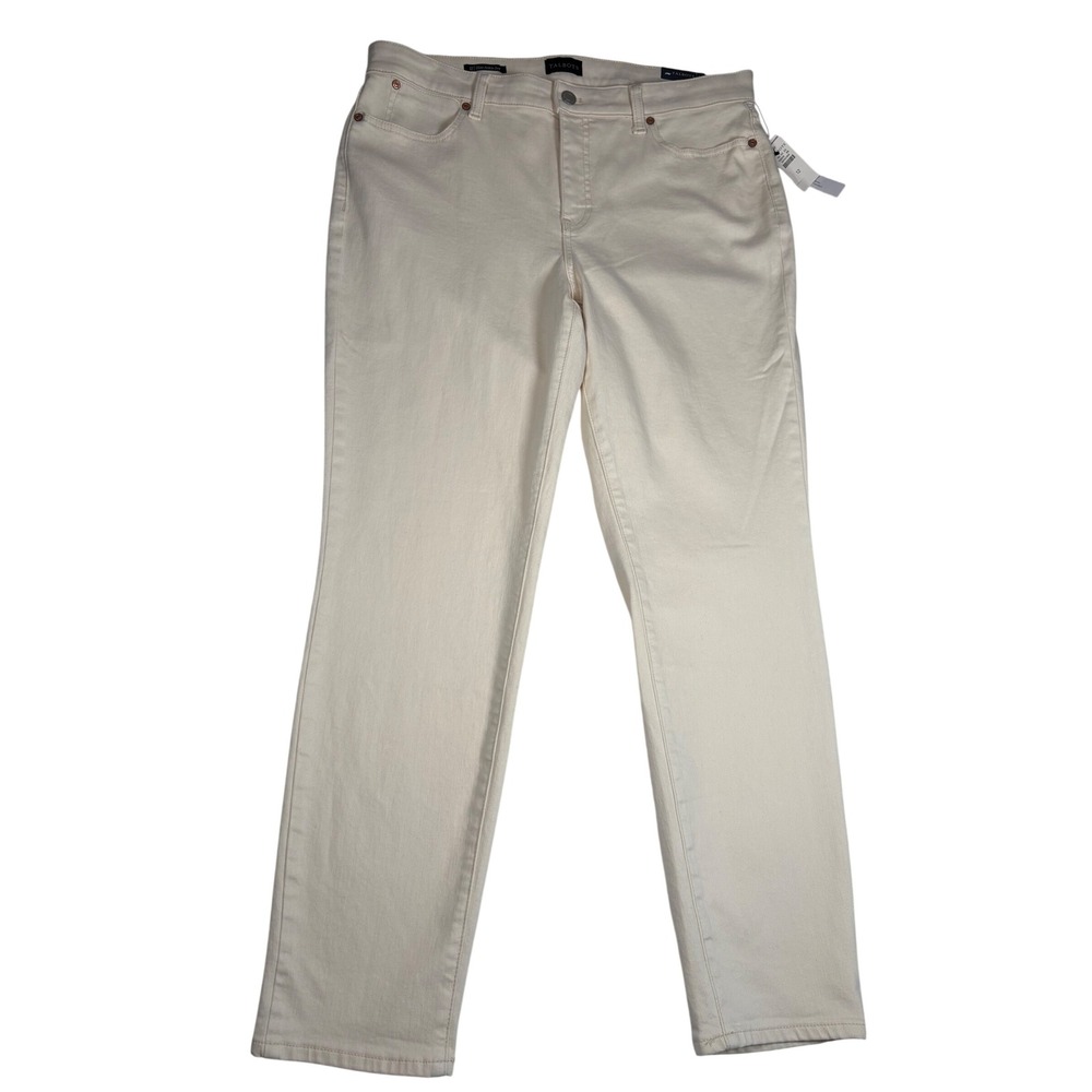 Talbots Slim Ankle Jeans Womens 12 Cream Off White Slimming Panel NEW Preppy